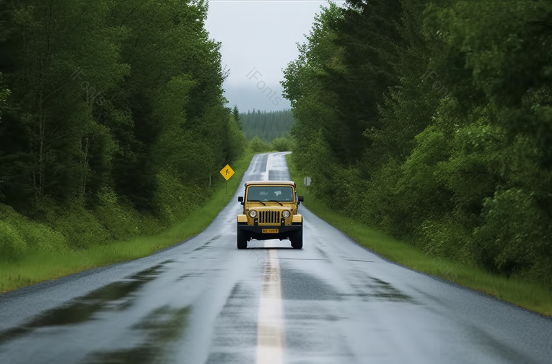 驾驶汽车行驶在乡村的道路上柏油路一排排树林潮湿的路面,高清,摄影图,摄影图片,图片大全,摄影图免费下载